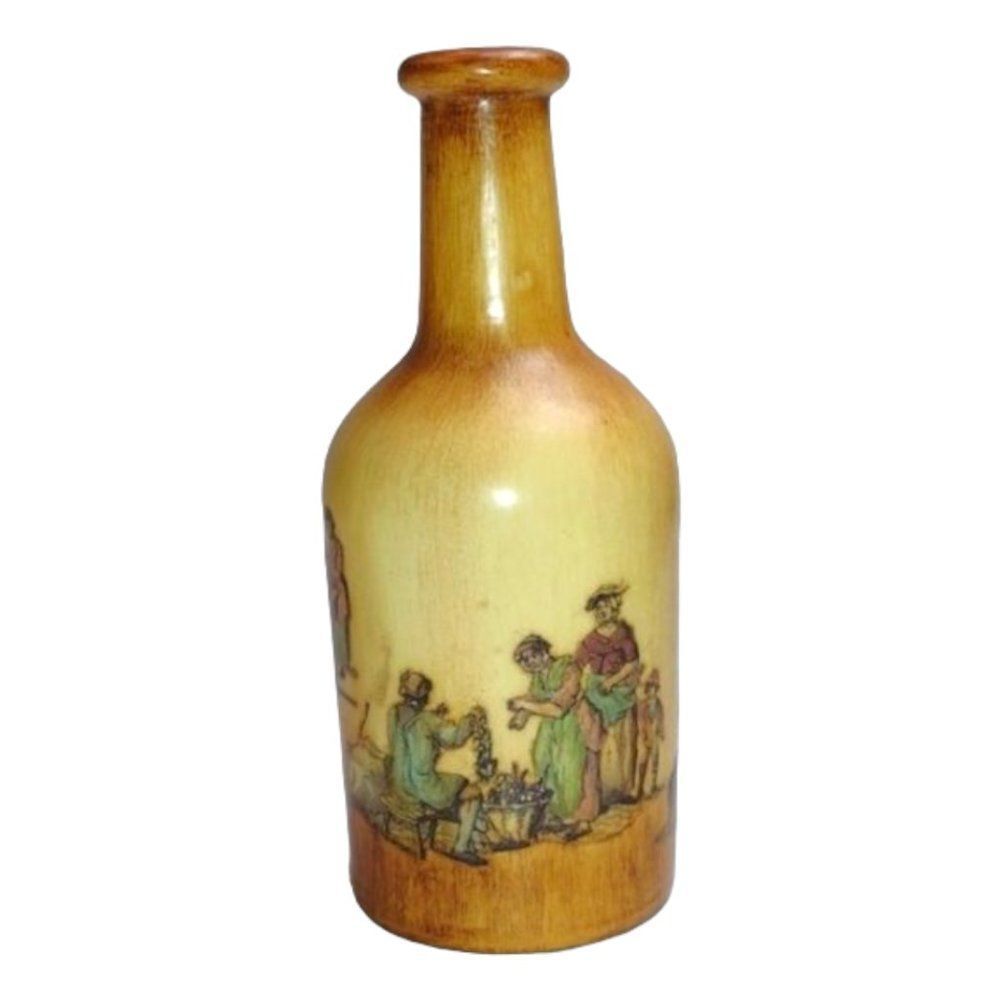 Vintage Ceramic Bottle Made in Scotland‎ Decorated with 19th Century Farm Scenes